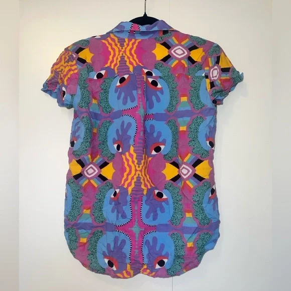 NWOT Nooworks Mucci Joyce Short Sleeve Button Up - Picture 2 of 2